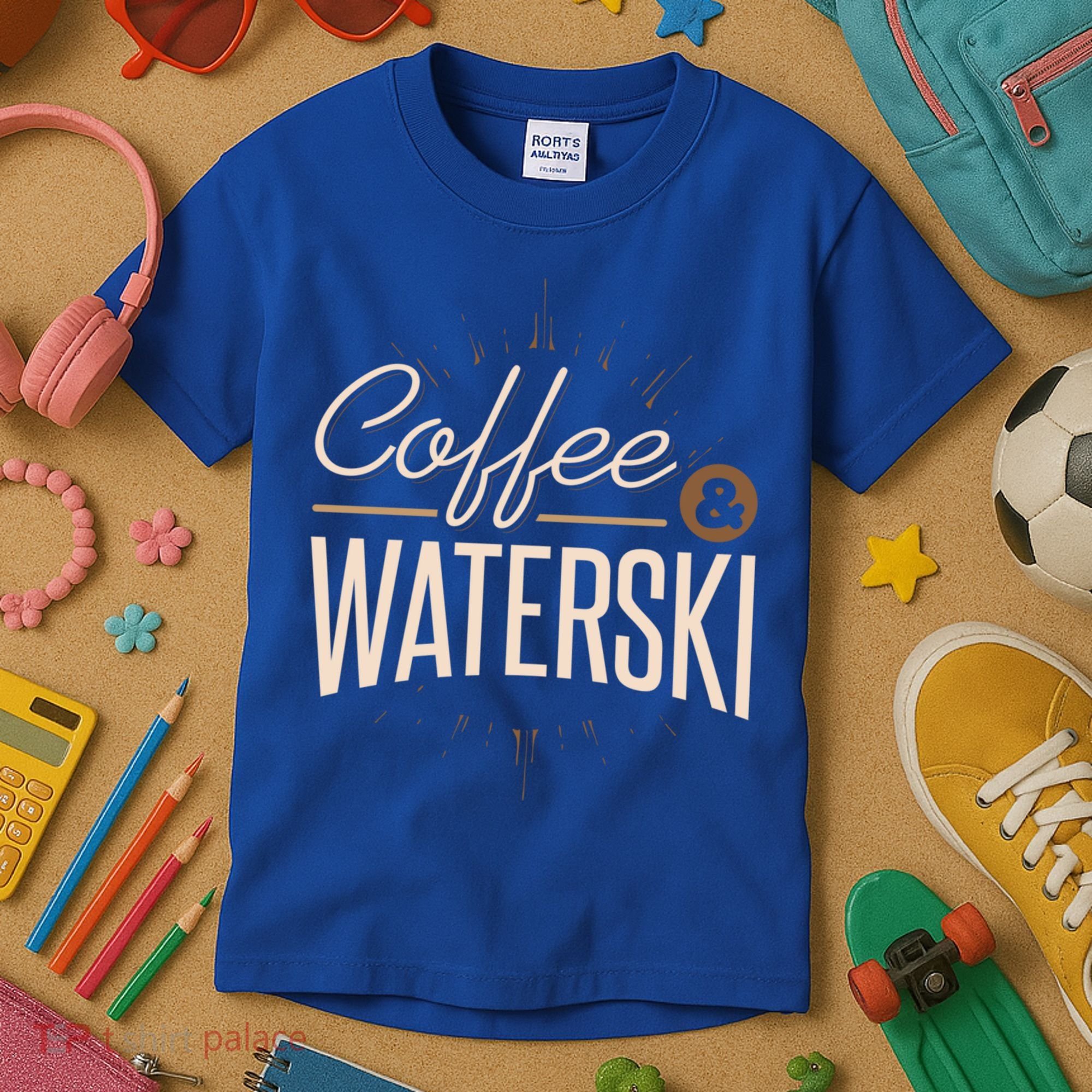 Waterskiing Coffee And Waterski Water Skiing Ski Gift Kids T-Shirt