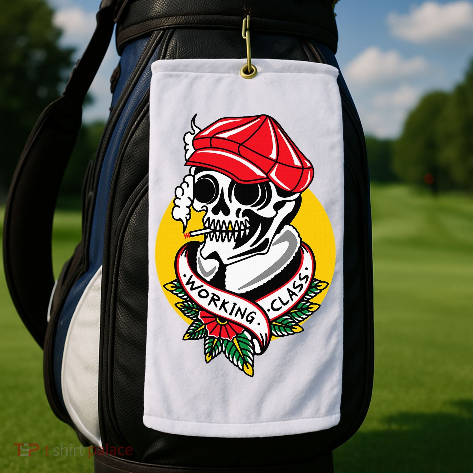 Working Class American Traditional Tattoo Old School Flash Golf Towel