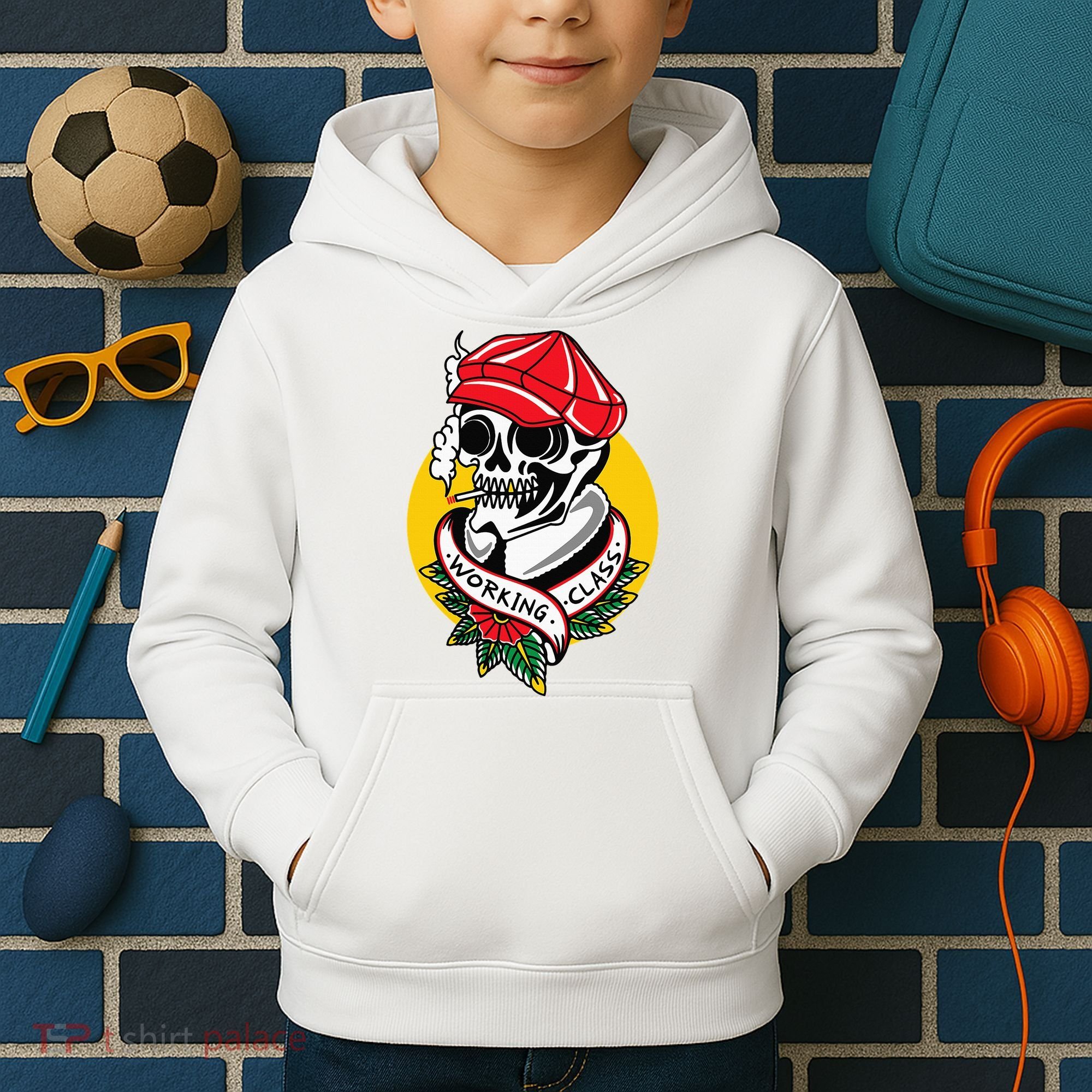 Working Class American Traditional Tattoo Old School Flash Kids Hoodie