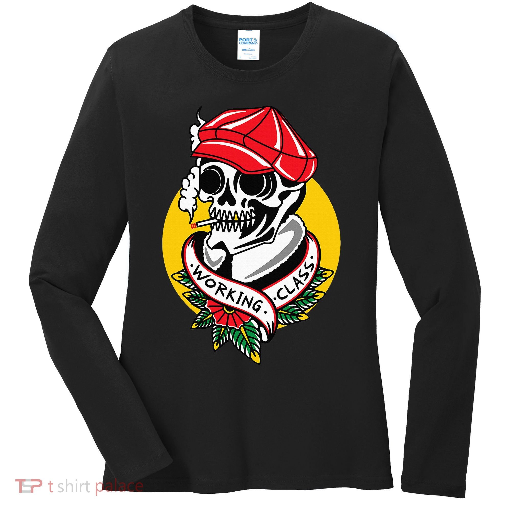 Working Class American Traditional Tattoo Old School Flash Women's Long Sleeve Shirt