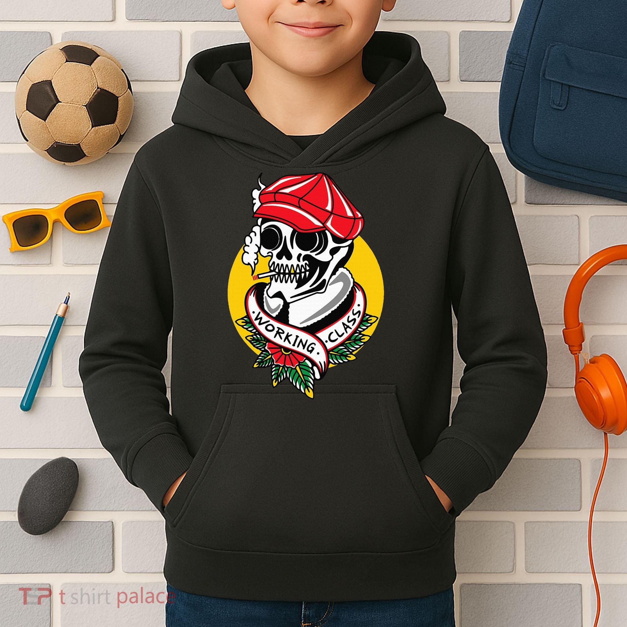 Working Class American Traditional Tattoo Old School Flash Kids Hoodie