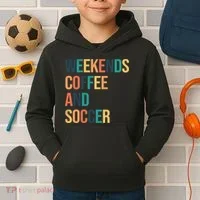Weekends Coffee And Soccer Kids Hoodie thumb 2