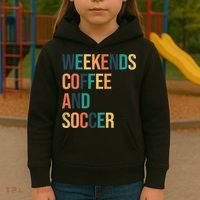 Weekends Coffee And Soccer Kids Hoodie thumb 3