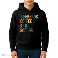 Weekends Coffee And Soccer Kids Hoodie thumb 4