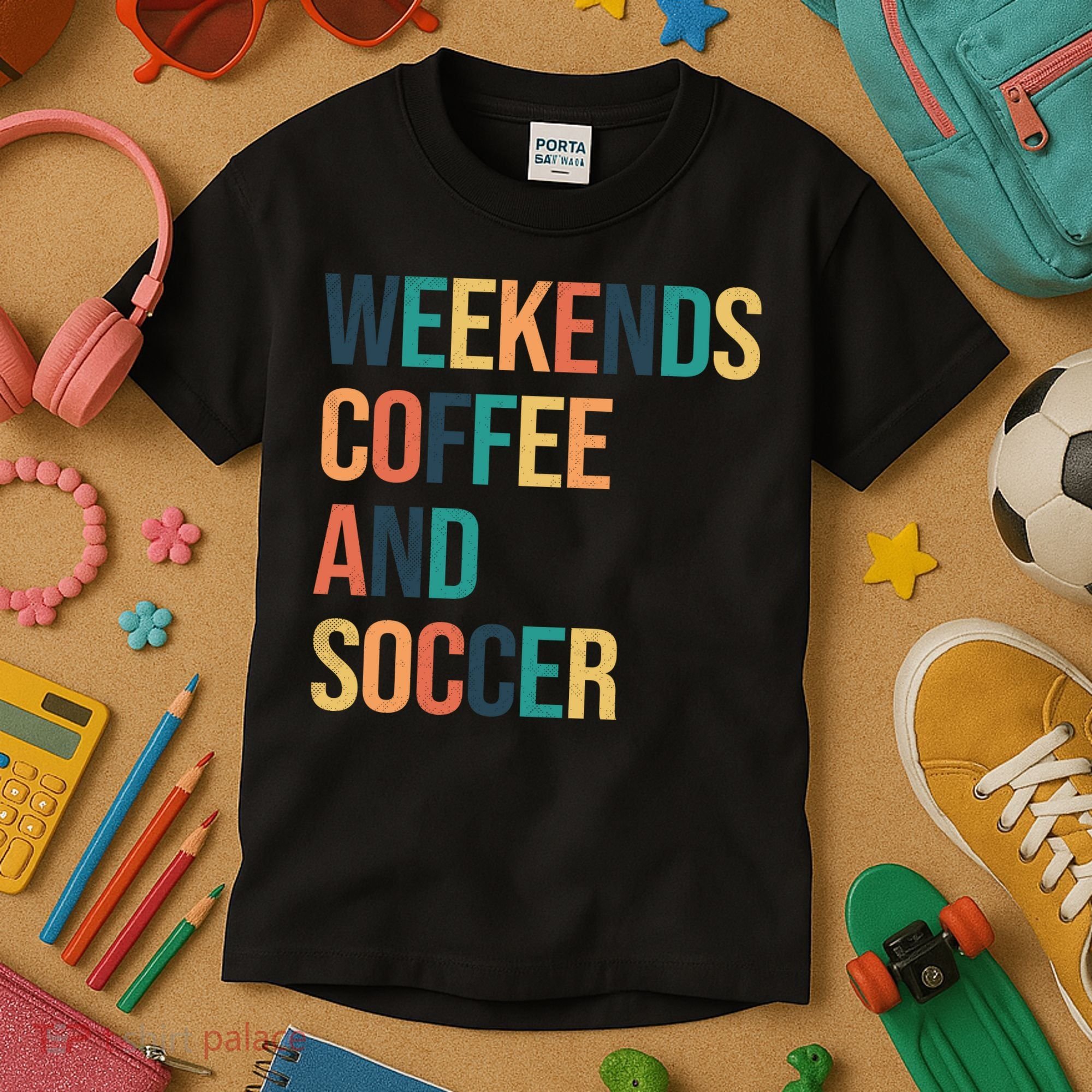 Weekends Coffee And Soccer Kids T-Shirt