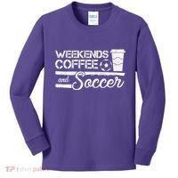Weekends Coffee And Soccer Kids Long Sleeve Shirt thumb 0