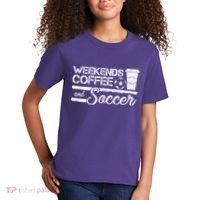 Weekends Coffee And Soccer Kids T-Shirt thumb 2