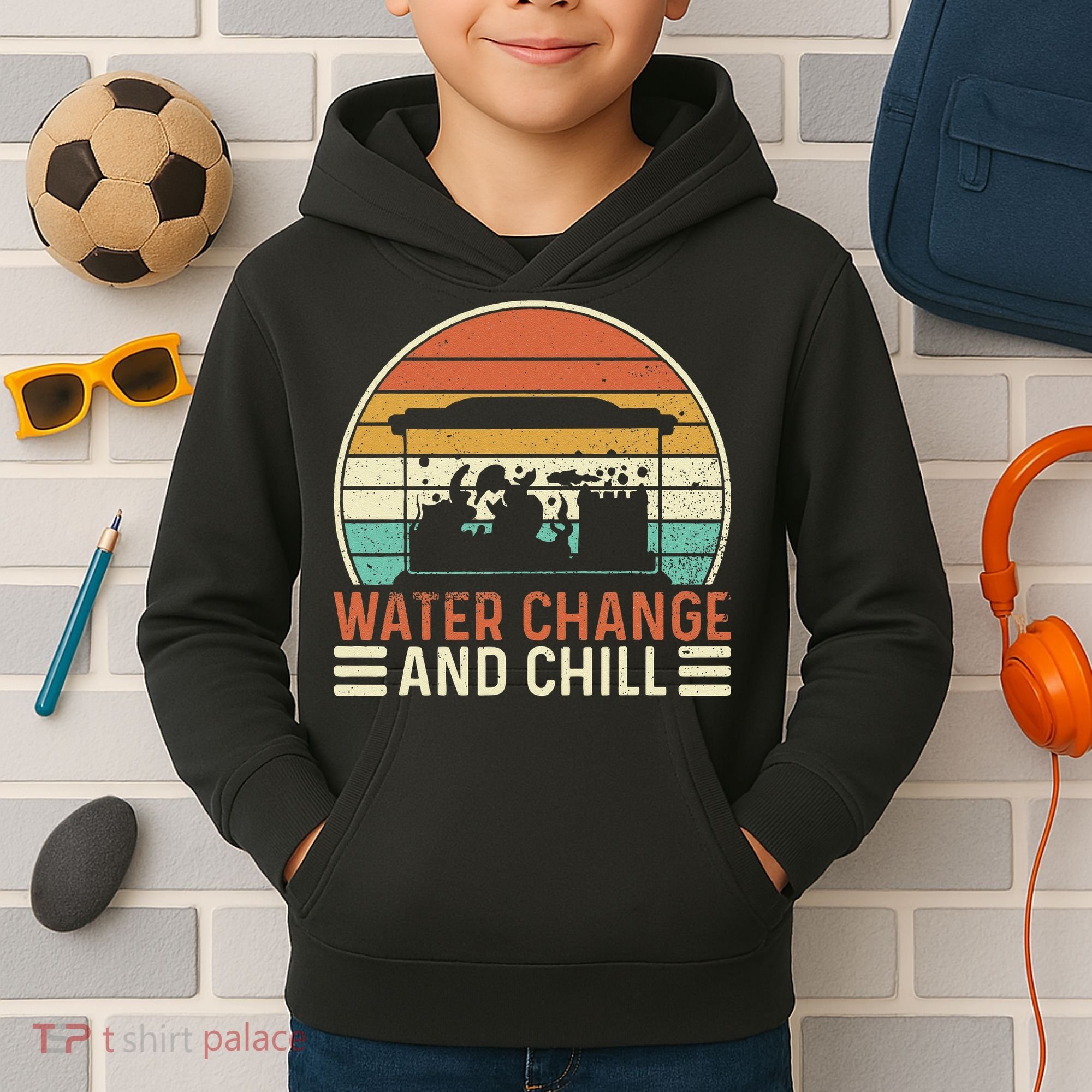 Water Change And Chill Fish Tank Lover Funny Aquarist Kids Hoodie