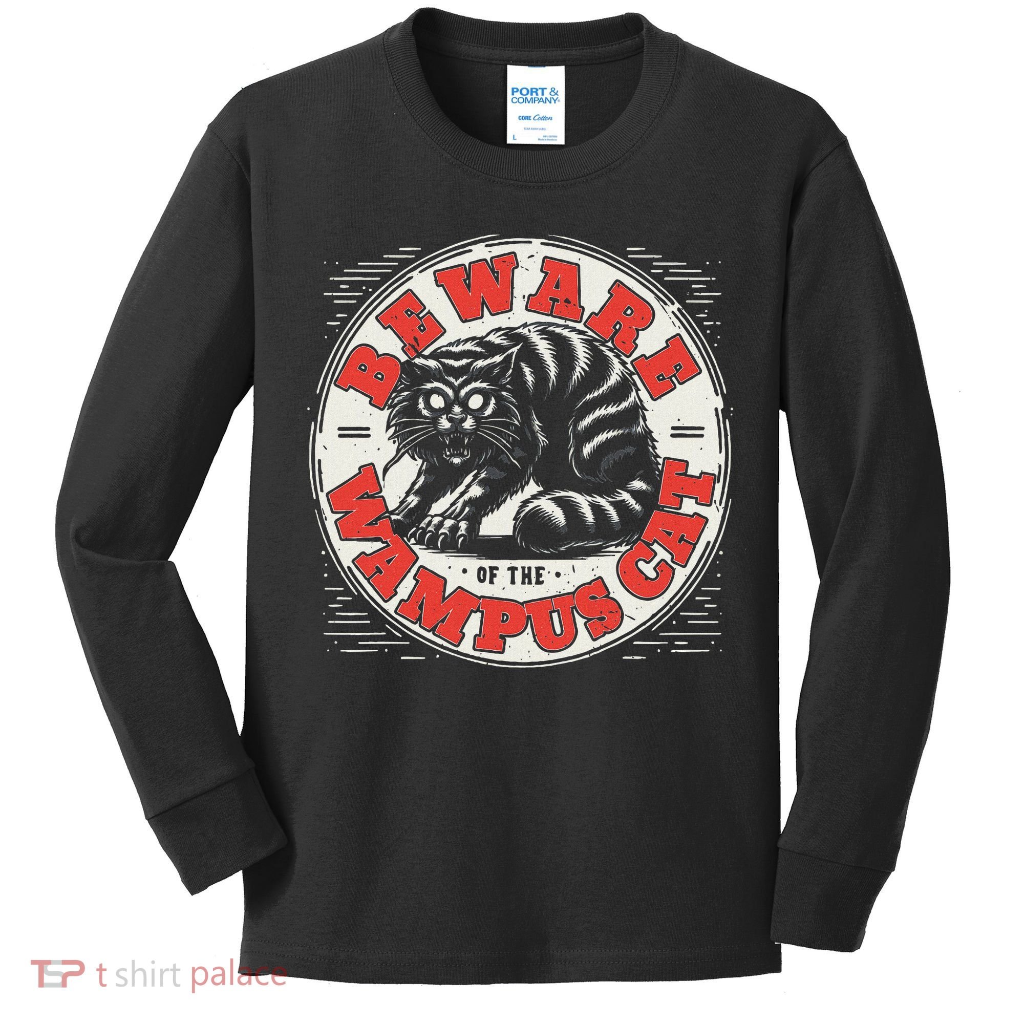 Wampus Cat American Folklore Cryptozoology Cryptid Kids Long Sleeve Shirt