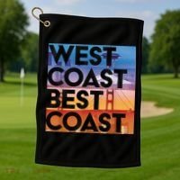 West Coast Best Coast | SEA/PO/SF/LA Graphic Golf Towel thumb 1