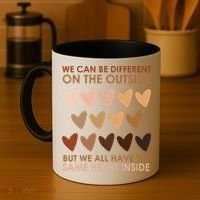We Can Be Different On The Outside But We All Have The Same Heart Black History Coffee Mug thumb 4