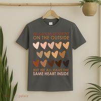 We Can Be Different On The Outside But We All Have The Same Heart Black History T-Shirt thumb 2