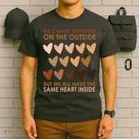 We Can Be Different On The Outside But We All Have The Same Heart Black History T-Shirt thumb 6