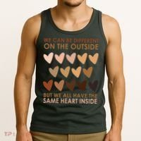 We Can Be Different On The Outside But We All Have The Same Heart Black History Tank Top thumb 3