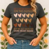 We Can Be Different On The Outside But We All Have The Same Heart Black History Women's T-Shirt thumb 2