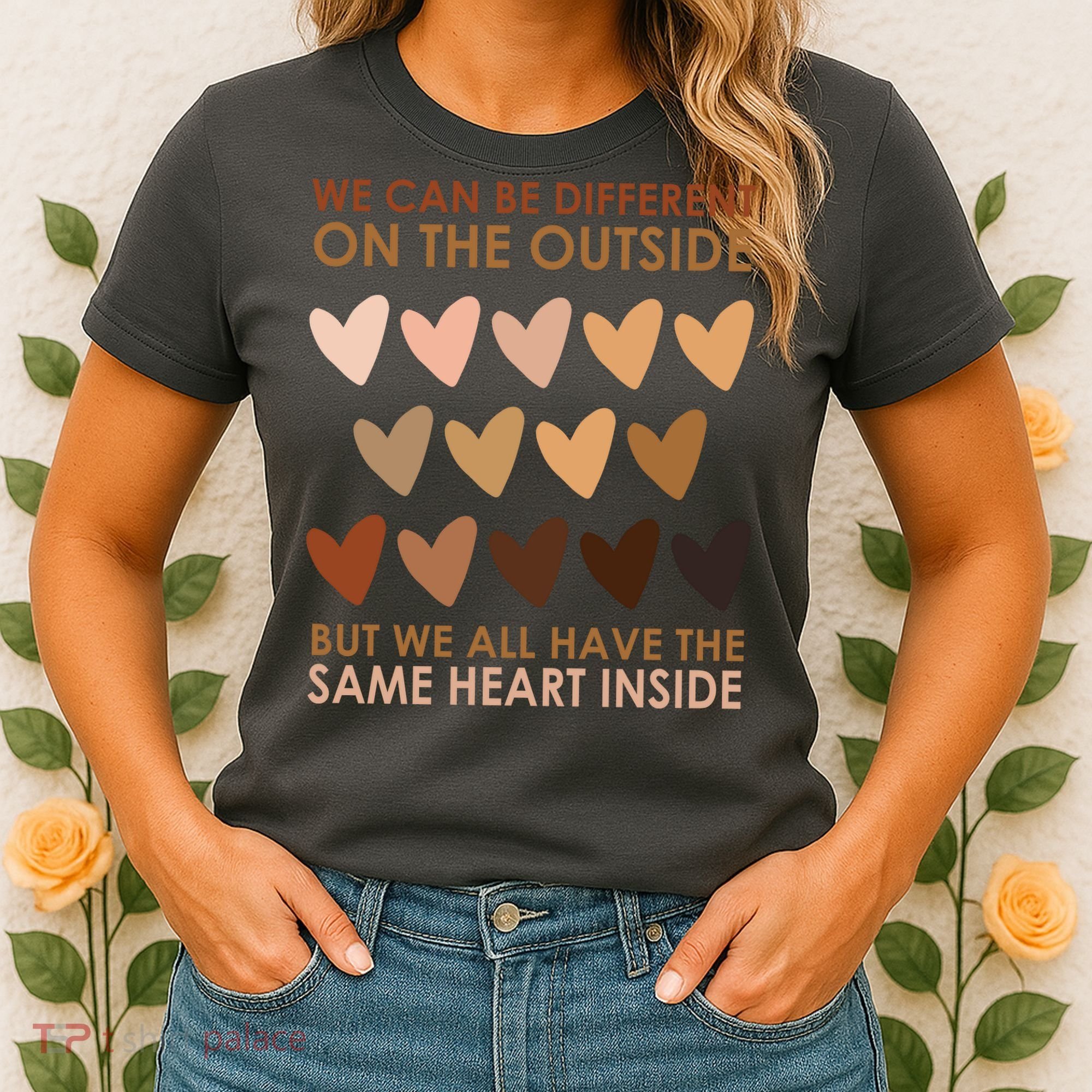 We Can Be Different On The Outside But We All Have The Same Heart Black History Women's T-Shirt