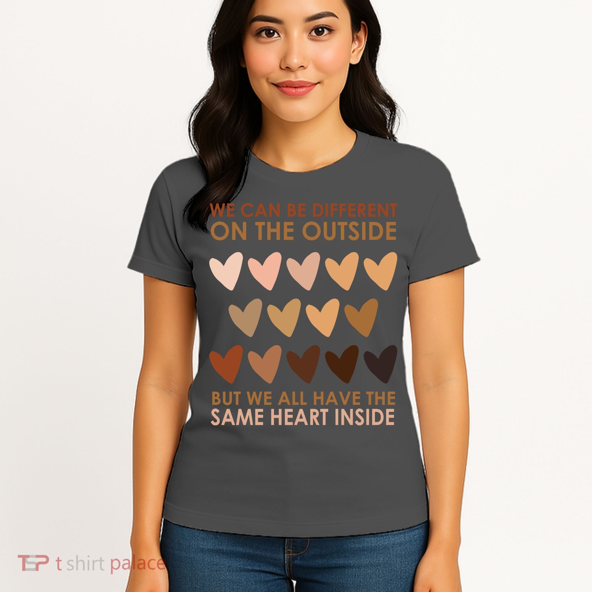 We Can Be Different On The Outside But We All Have The Same Heart Black History Women's T-Shirt
