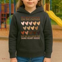 We Can Be Different On The Outside But We All Have The Same Heart Black History Kids Hoodie thumb 3