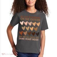 We Can Be Different On The Outside But We All Have The Same Heart Black History Kids T-Shirt thumb 2
