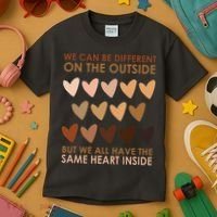 We Can Be Different On The Outside But We All Have The Same Heart Black History Kids T-Shirt thumb 3