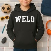 Welo Classic Bold Font Welo Birthday Gift Kids Hoodie thumb 2
