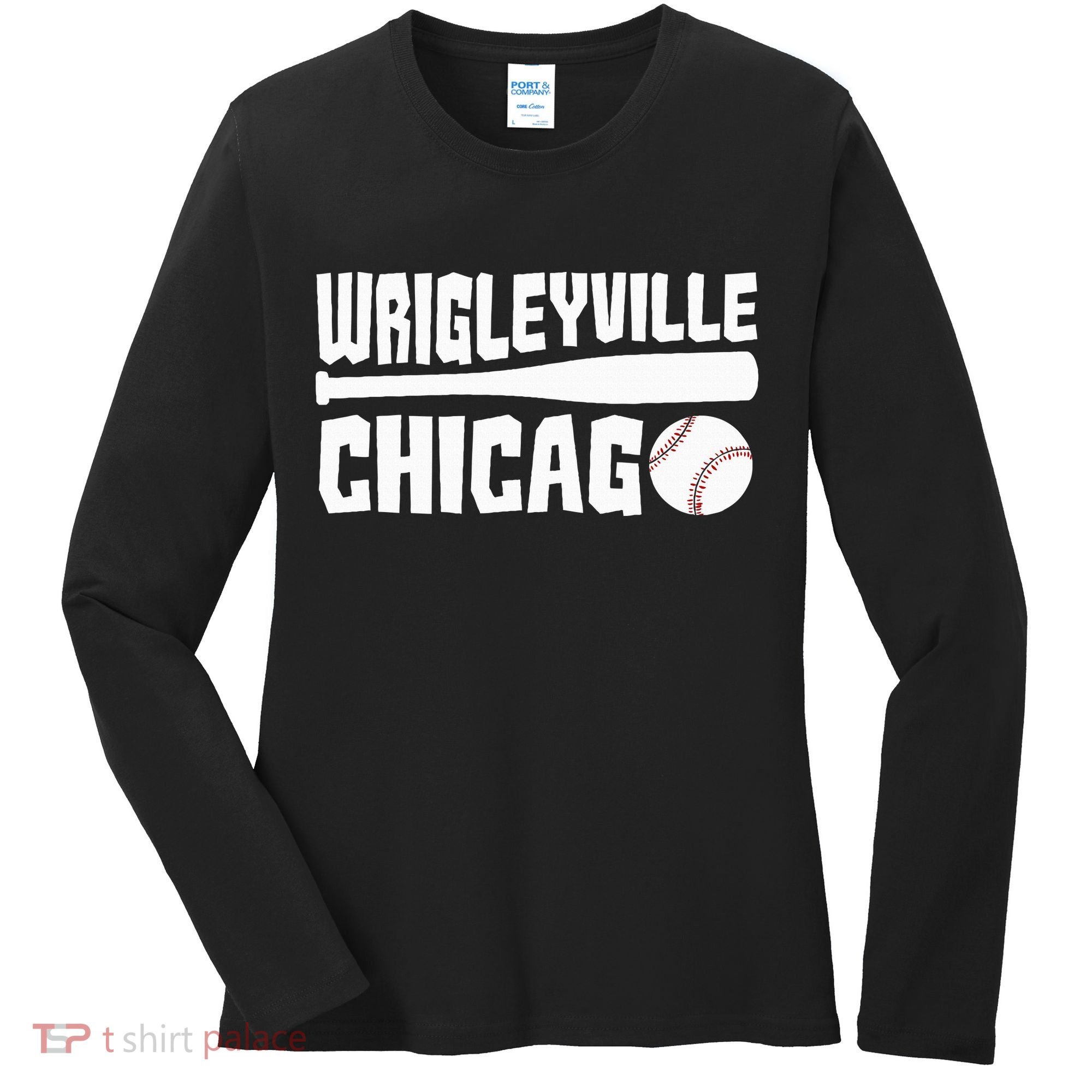 Wrigleyville Chicago Baseball American Women's Long Sleeve Shirt