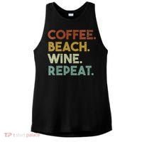 Womens Coffee Beach Wine Repeat Funny Retro Beach Ladies PosiCharge Tri-Blend Wicking Tank thumb 0