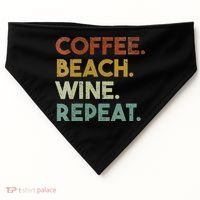 Womens Coffee Beach Wine Repeat Funny Retro Beach USA-Made Doggie Bandana thumb 0
