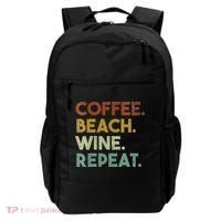 Womens Coffee Beach Wine Repeat Funny Retro Beach Backpack thumb 0