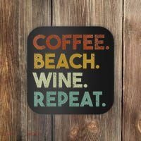 Womens Coffee Beach Wine Repeat Funny Retro Beach Coaster thumb 0