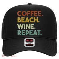 Womens Coffee Beach Wine Repeat Funny Retro Beach Hat thumb 0