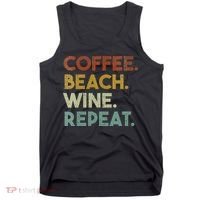 Womens Coffee Beach Wine Repeat Funny Retro Beach Tank Top thumb 0