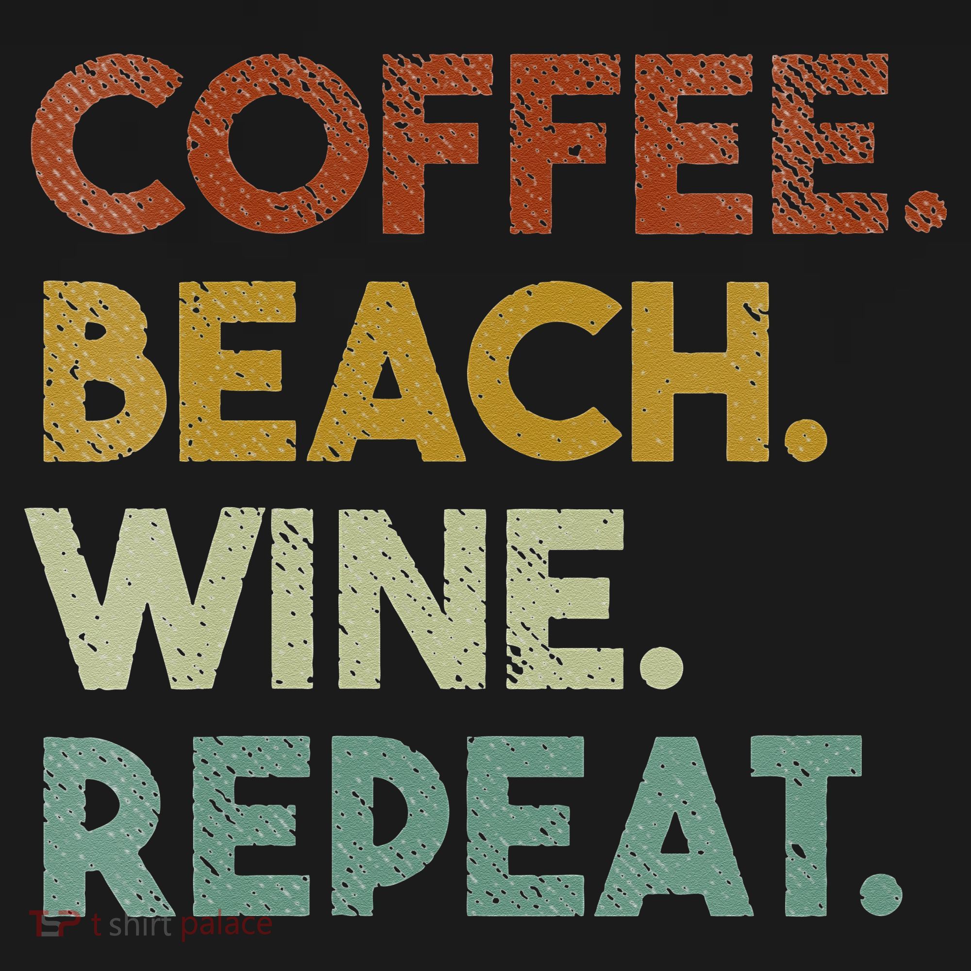 Womens Coffee Beach Wine Repeat Funny Retro Beach Tote Bag