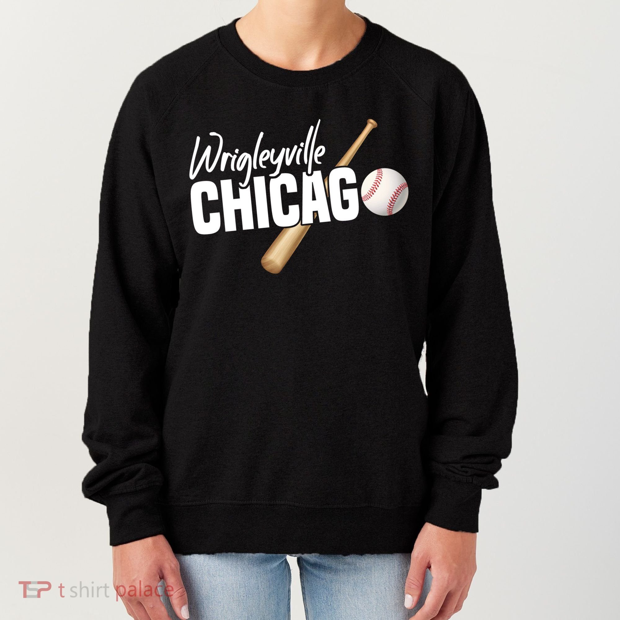 Wrigleyville Chicago Baseball American Women's Sweatshirt