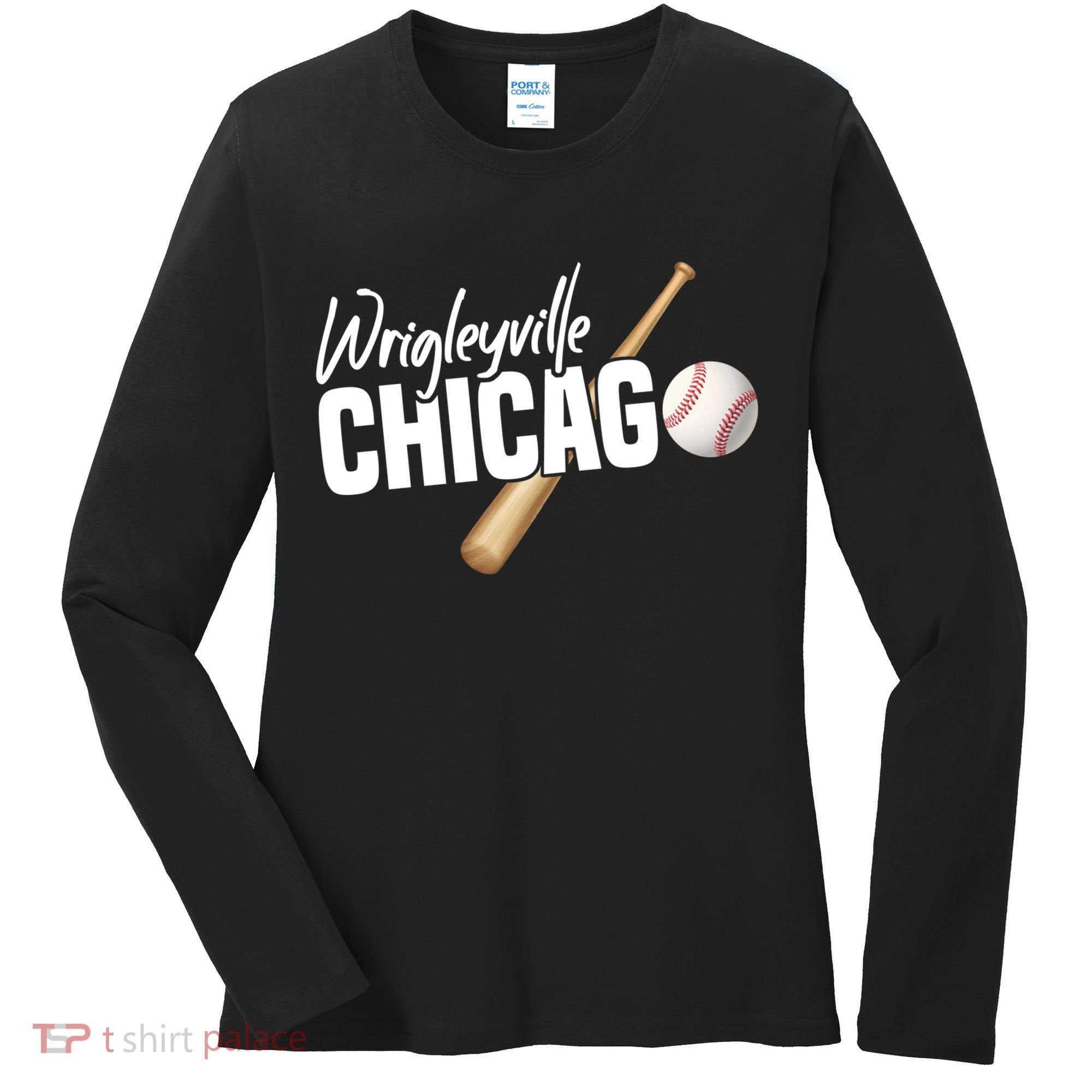 Wrigleyville Chicago Baseball American Women's Long Sleeve Shirt