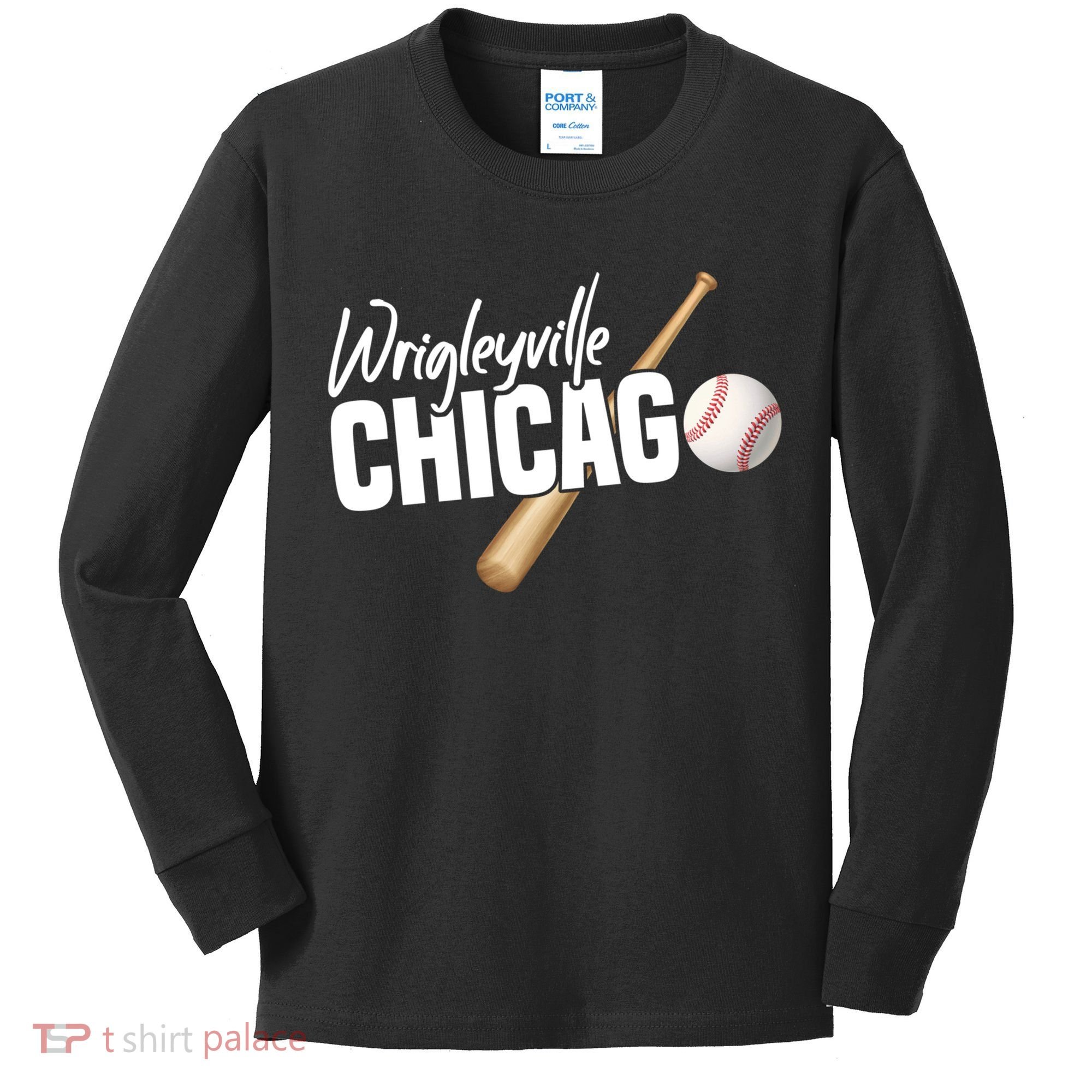 Wrigleyville Chicago Baseball American Kids Long Sleeve Shirt