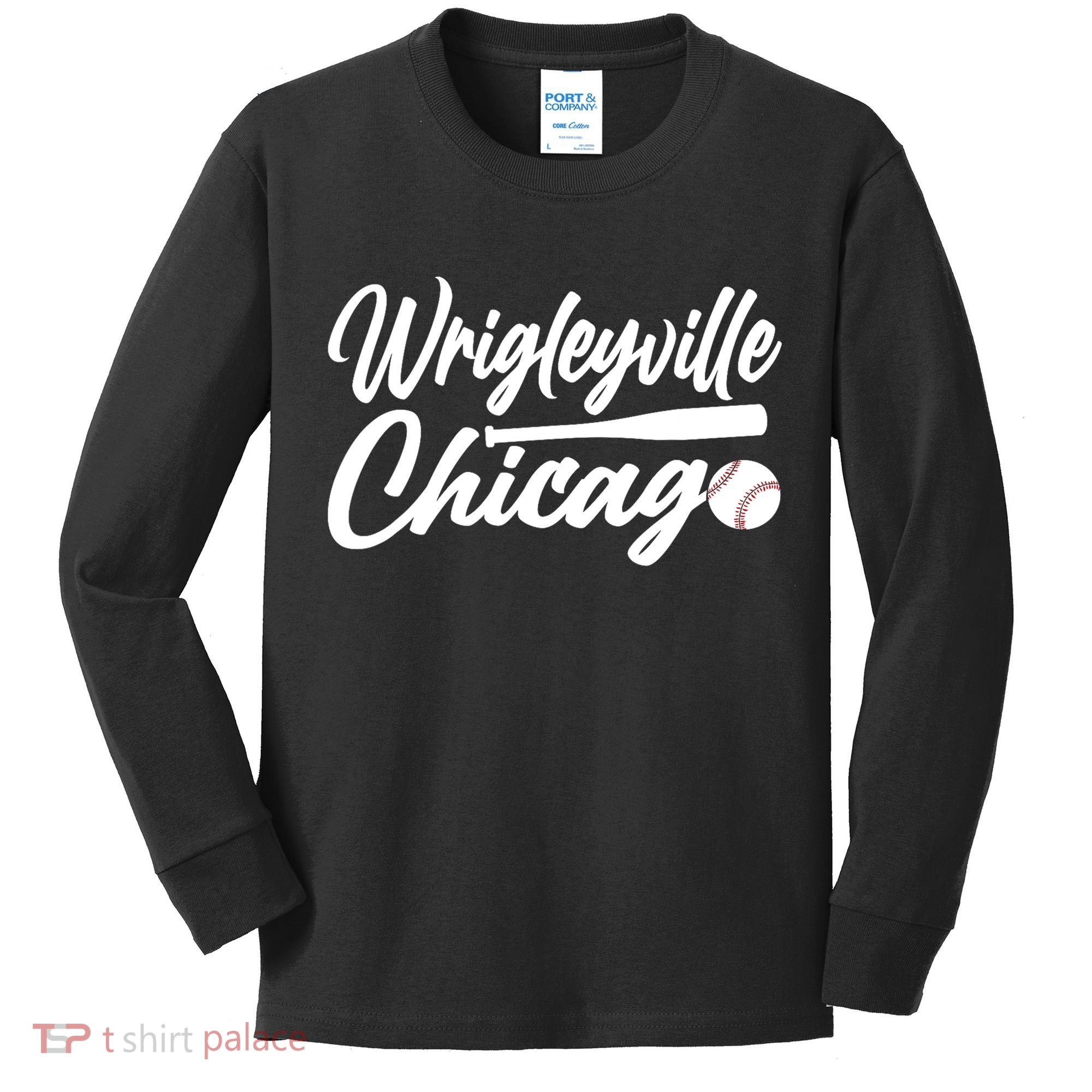 Wrigleyville Chicago Baseball American Kids Long Sleeve Shirt