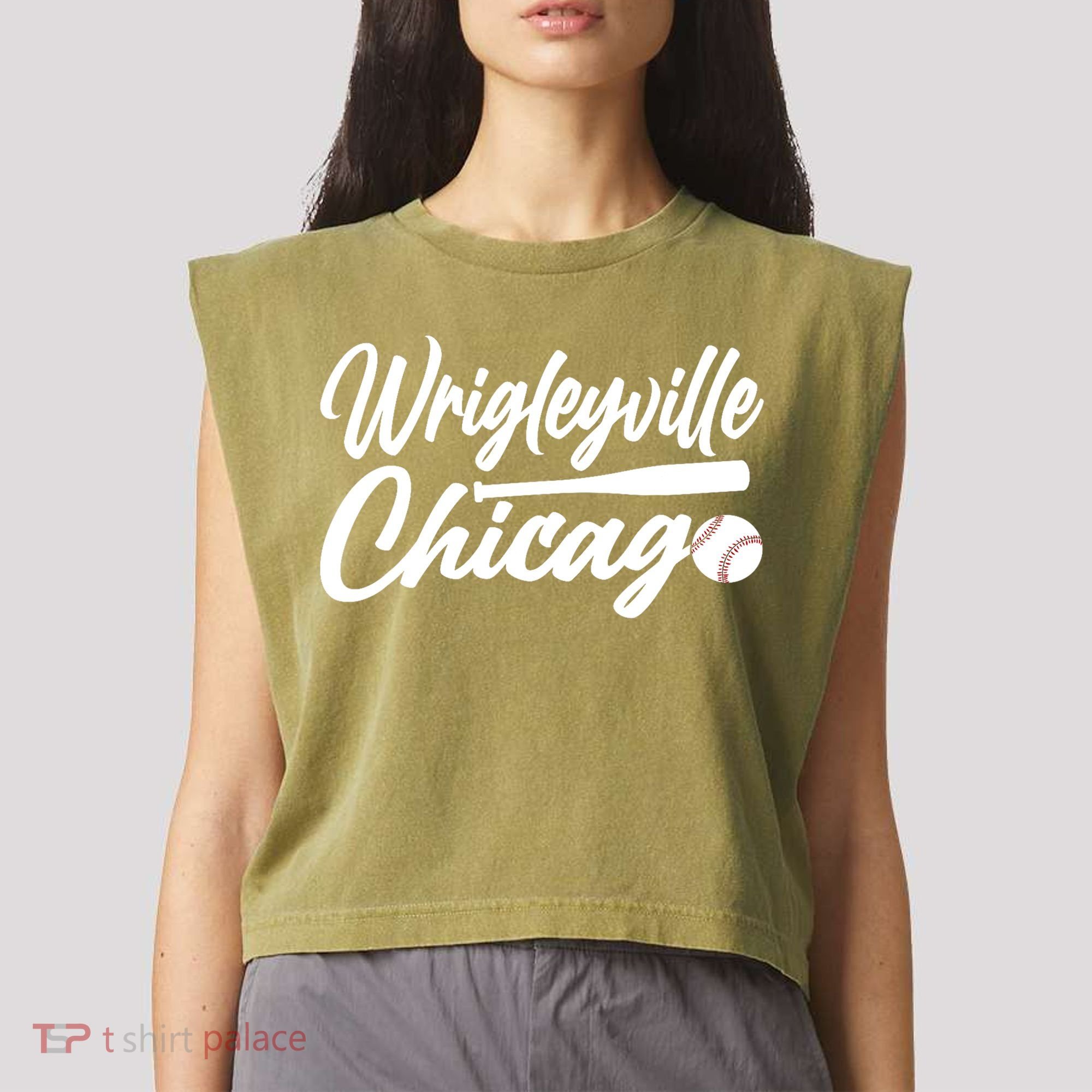 Wrigleyville Chicago Baseball American Garment-Dyed Women's Muscle Tee