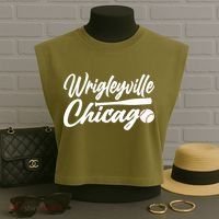 Wrigleyville Chicago Baseball American Garment-Dyed Women's Muscle Tee thumb 3