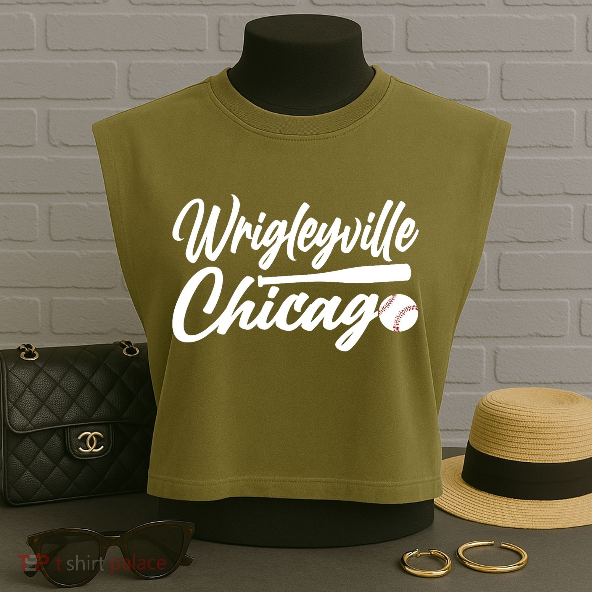 Wrigleyville Chicago Baseball American Garment-Dyed Women's Muscle Tee