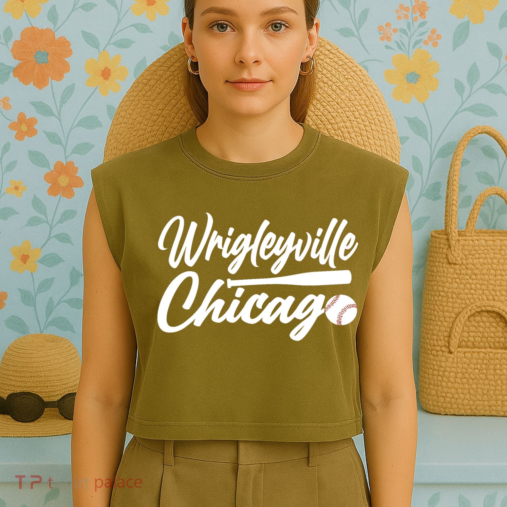 Wrigleyville Chicago Baseball American Garment-Dyed Women's Muscle Tee