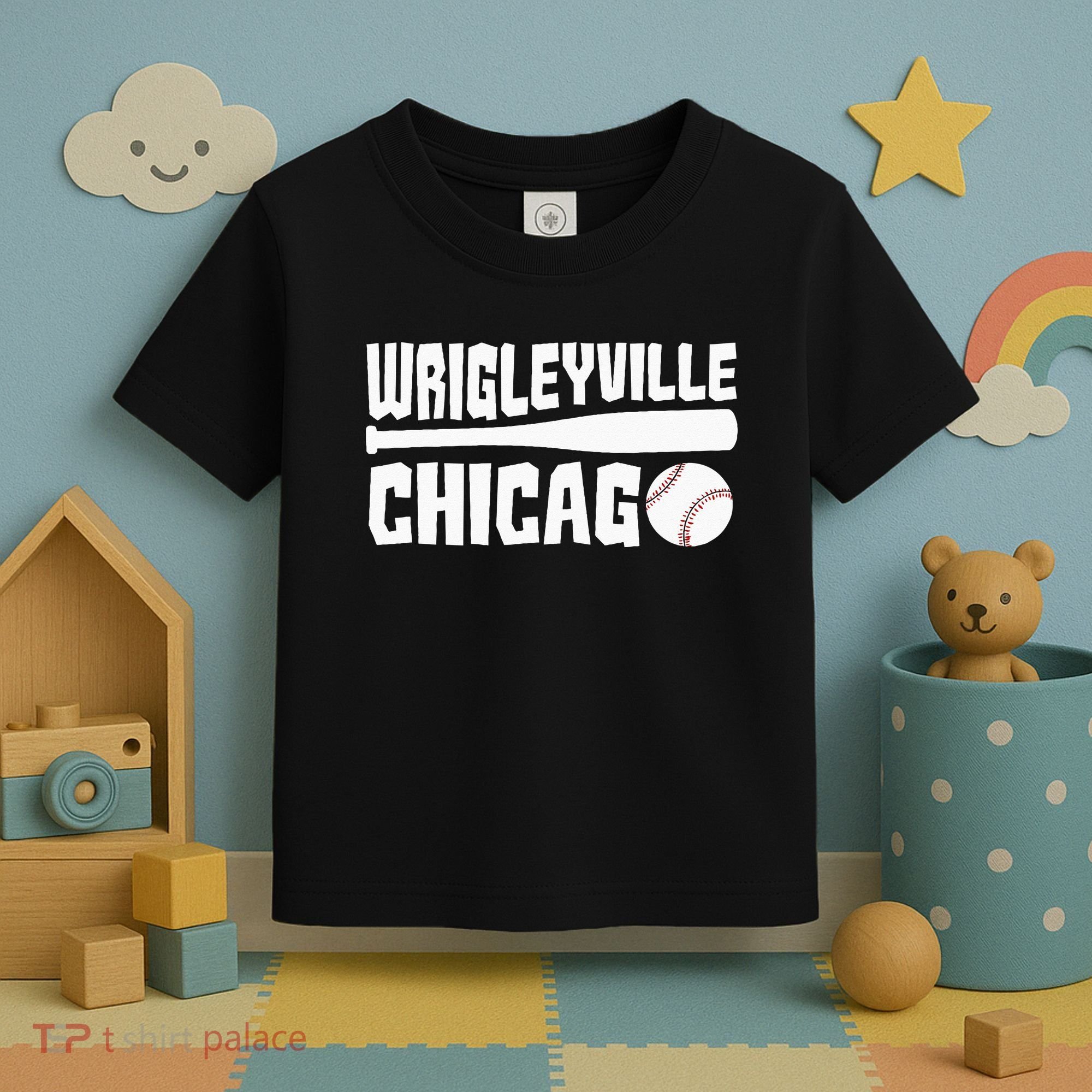 Wrigleyville Chicago Baseball American  Toddler T-Shirt