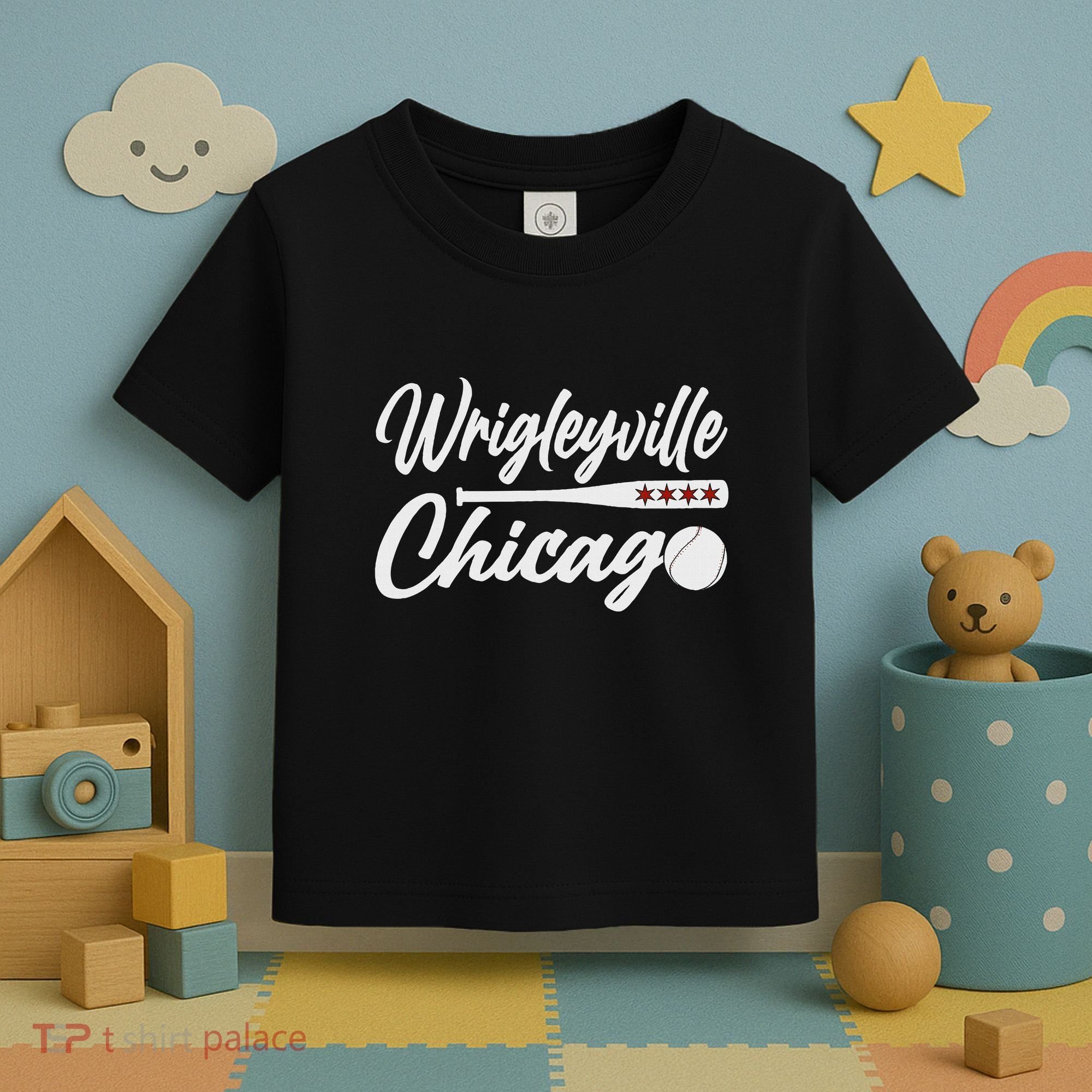 Wrigleyville Chicago Baseball American Toddler T-Shirt