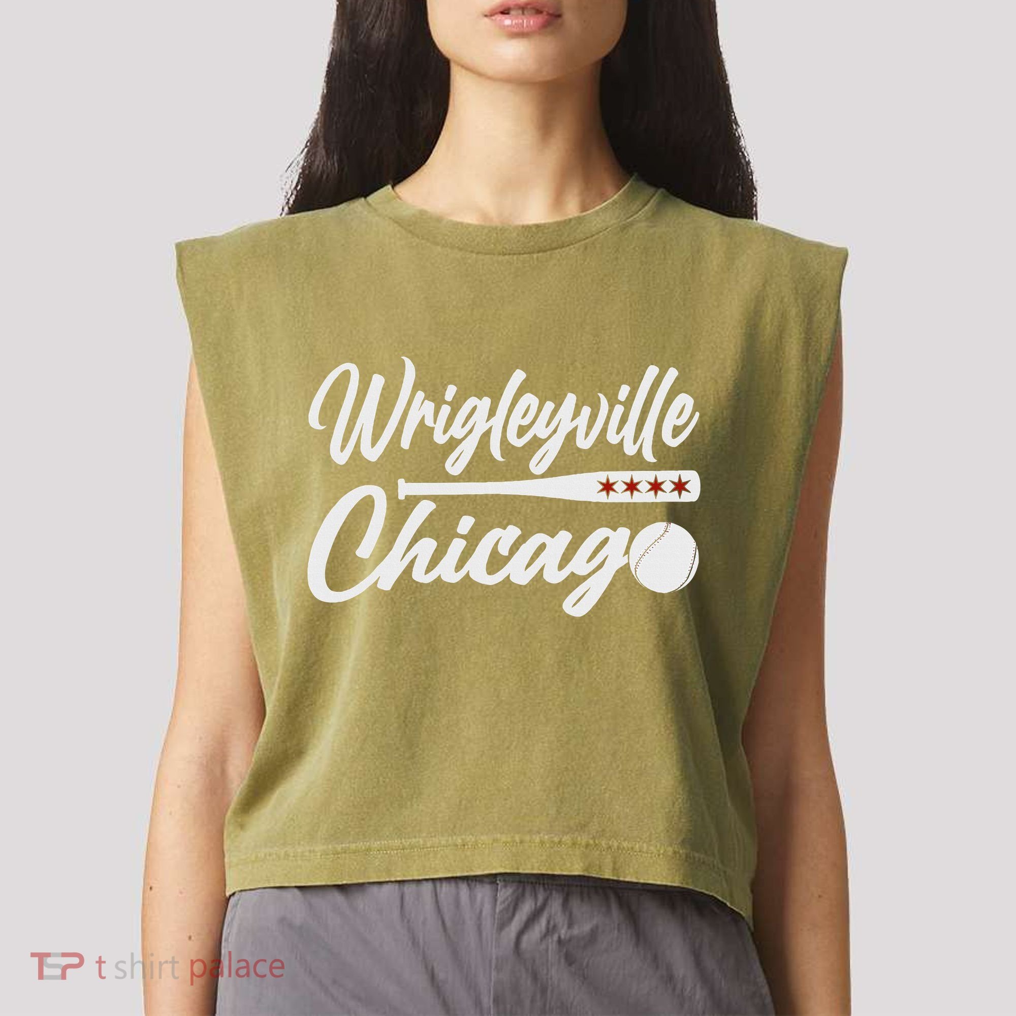Wrigleyville Chicago Baseball American Garment-Dyed Women's Muscle Tee