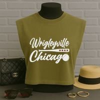 Wrigleyville Chicago Baseball American Garment-Dyed Women's Muscle Tee thumb 3