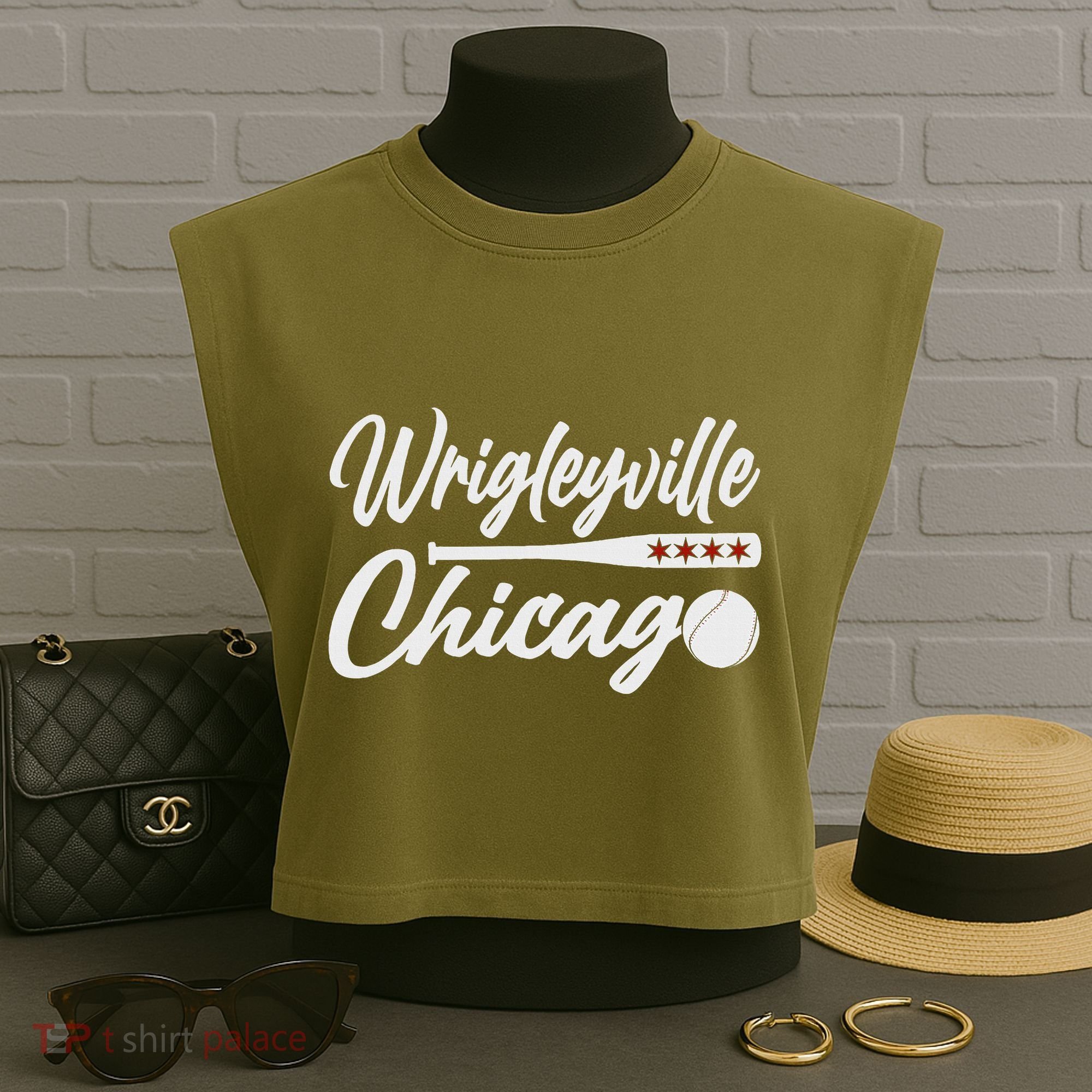 Wrigleyville Chicago Baseball American Garment-Dyed Women's Muscle Tee
