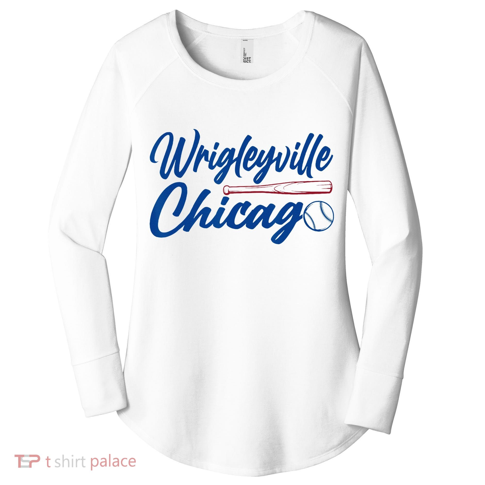 Wrigleyville Chicago Baseball American Women's Perfect Tri Tunic Long Sleeve Shirt