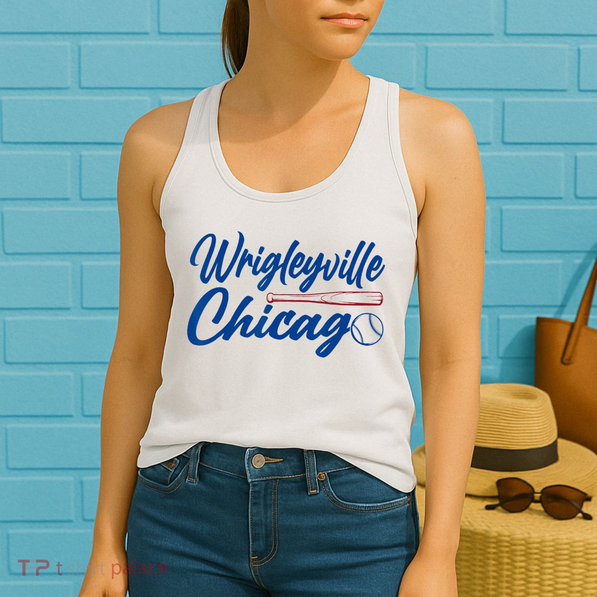Wrigleyville Chicago Baseball American Women's Tank Top