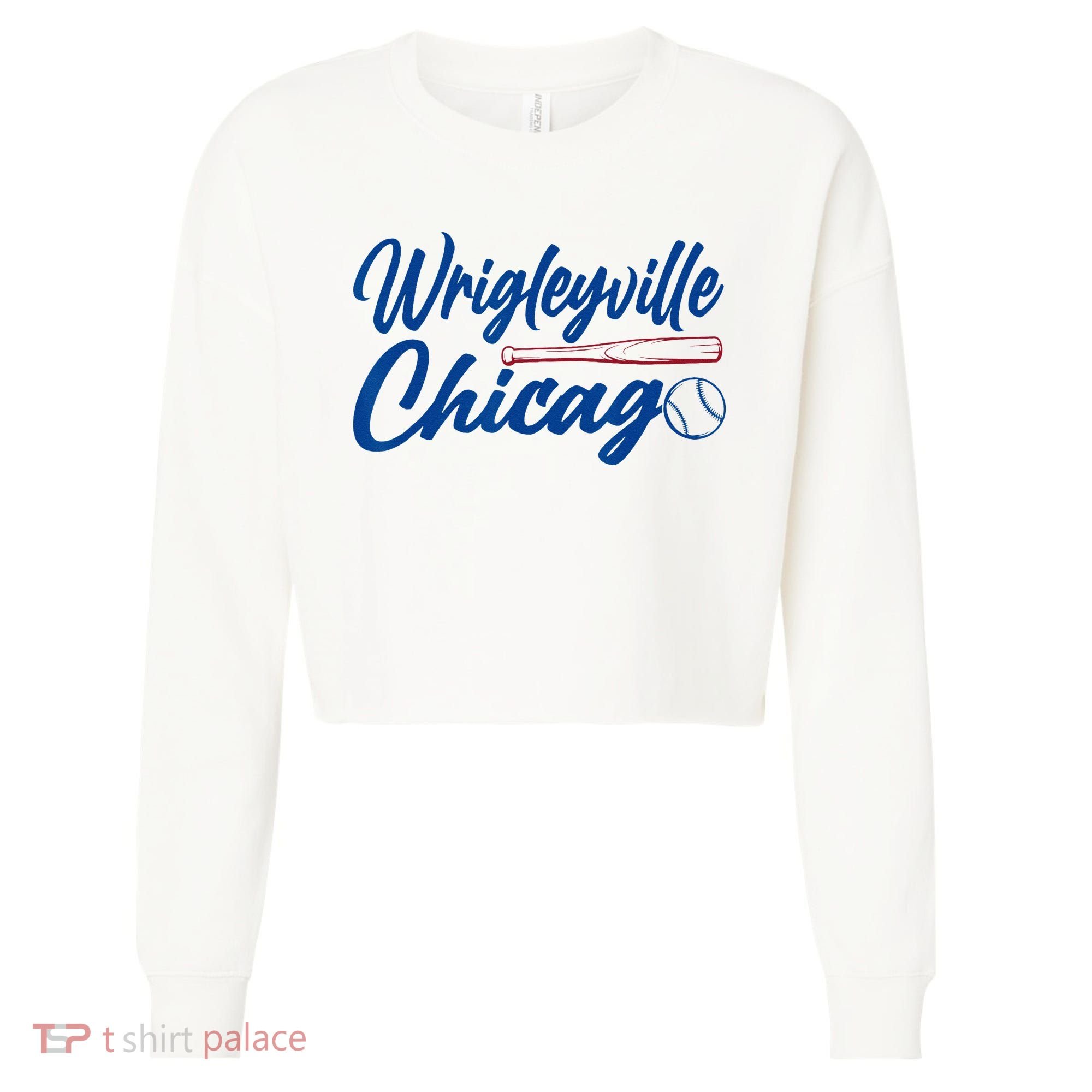 Wrigleyville Chicago Baseball American Cropped Pullover Crew