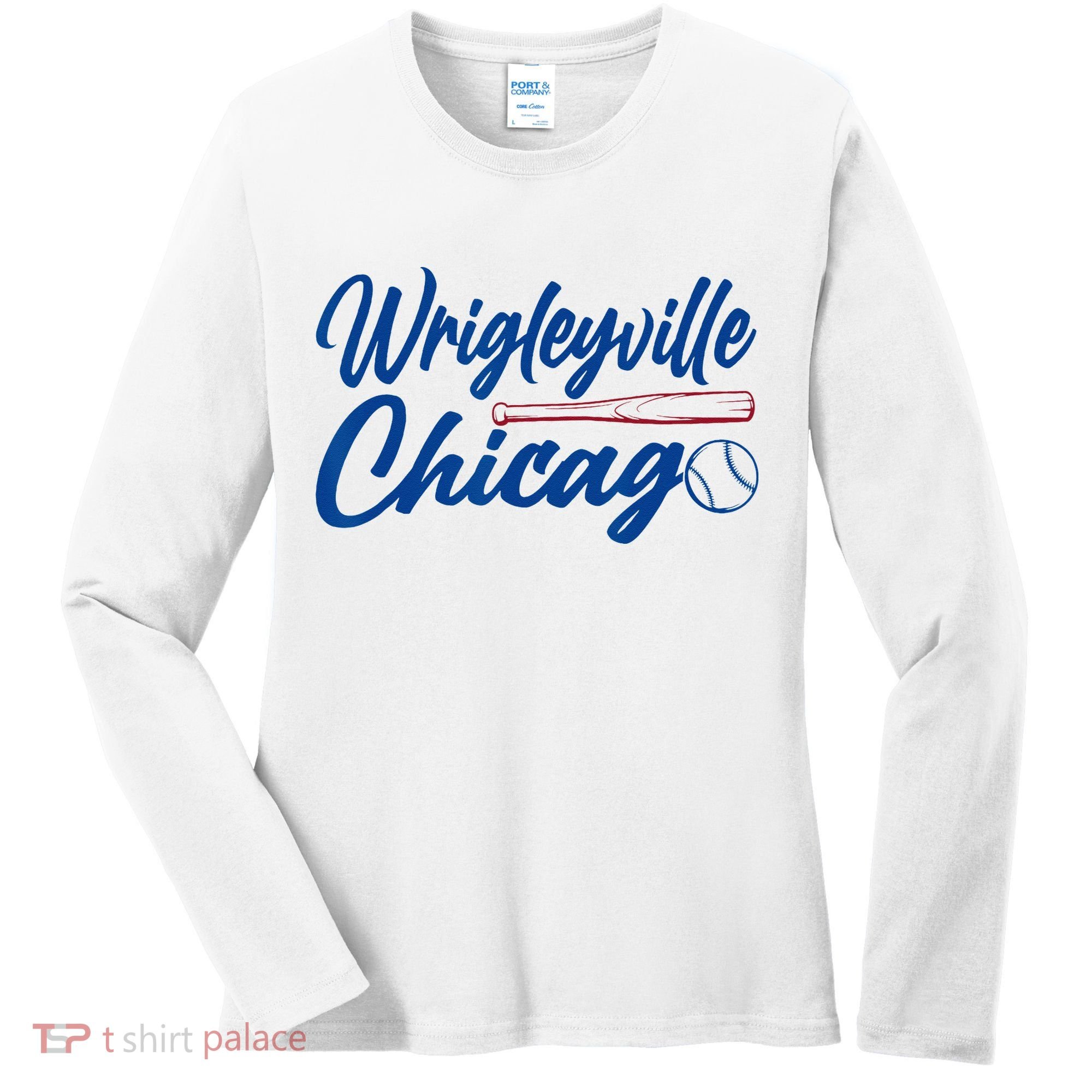 Wrigleyville Chicago Baseball American Women's Long Sleeve Shirt